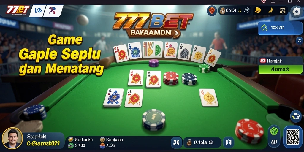 Tampilan gameplay Gaple yang seru dan interaktif di 777BET.