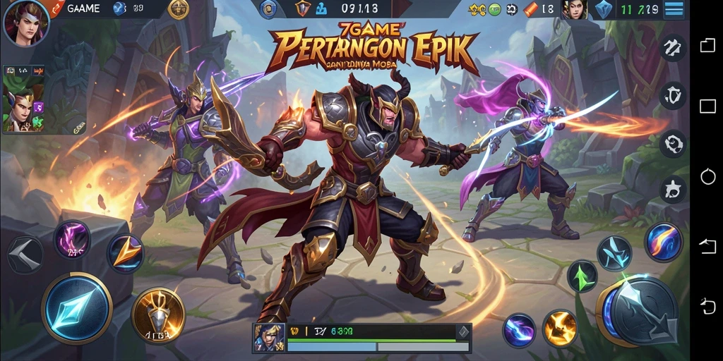 Screenshot gameplay <strong>7GAME</strong> menampilkan aksi pertarungan tim yang mendebarkan.