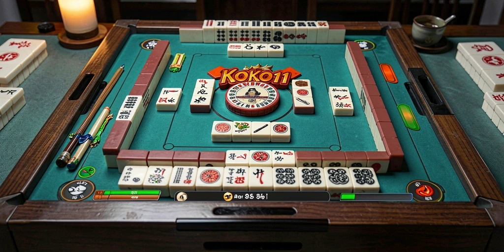 Tampilan gameplay KOKO11 dengan ubin Mahjong yang berwarna-warni.