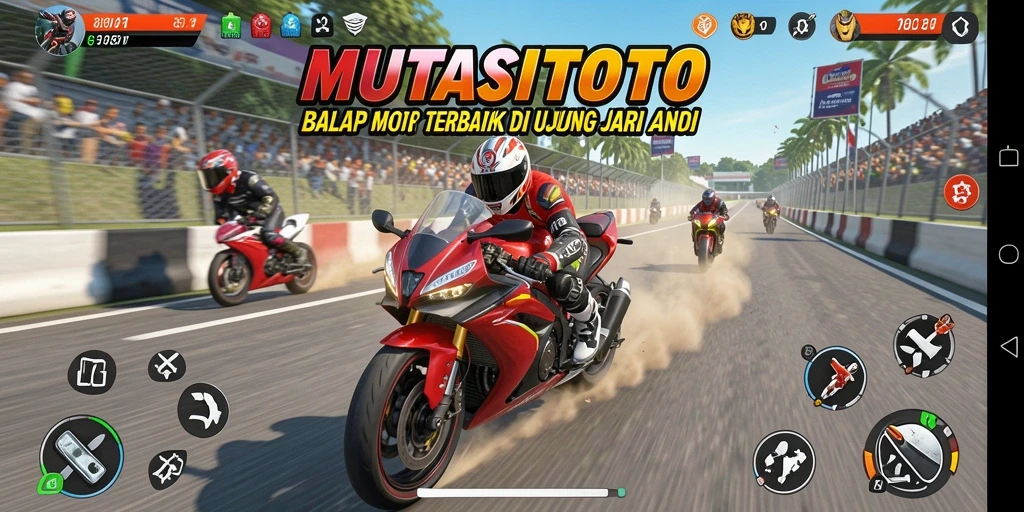 Tangkapan layar MUTASITOTO menampilkan aksi balap yang mendebarkan.