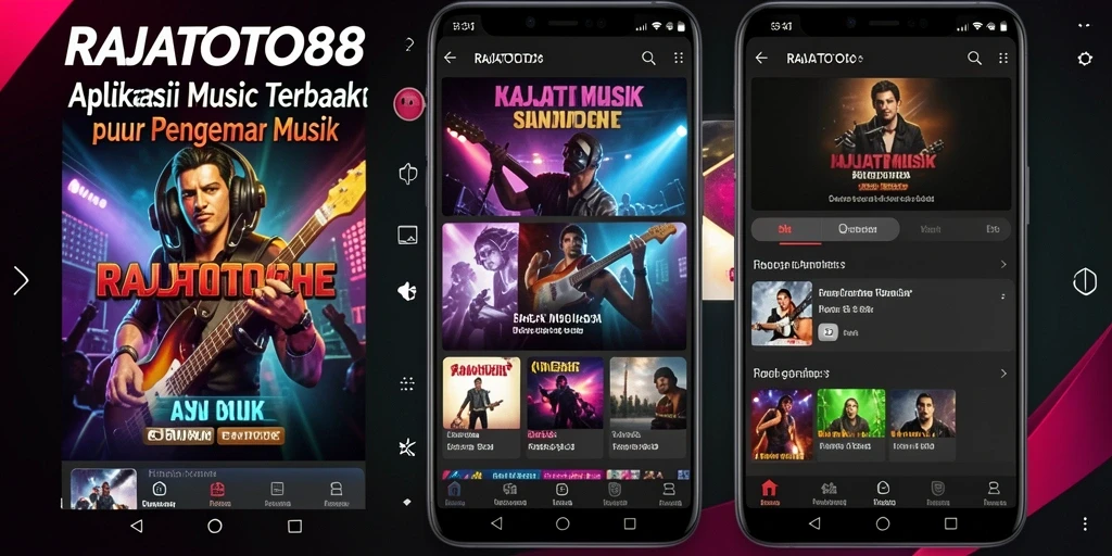 Tampilan antarmuka aplikasi RAJATOTO88 dengan fitur permainan musik.