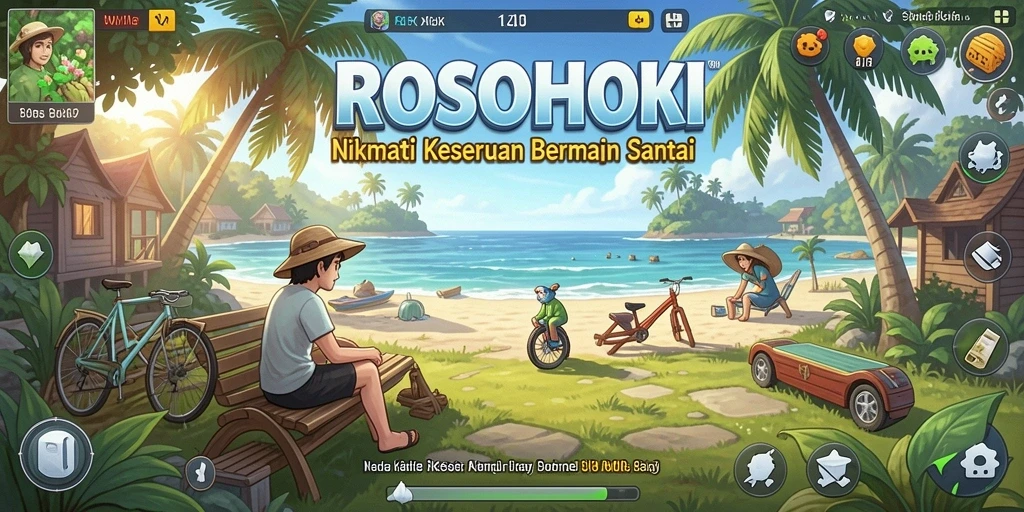 Screenshot utama ROSOHOKI menampilkan gameplay penuh warna dan seru.