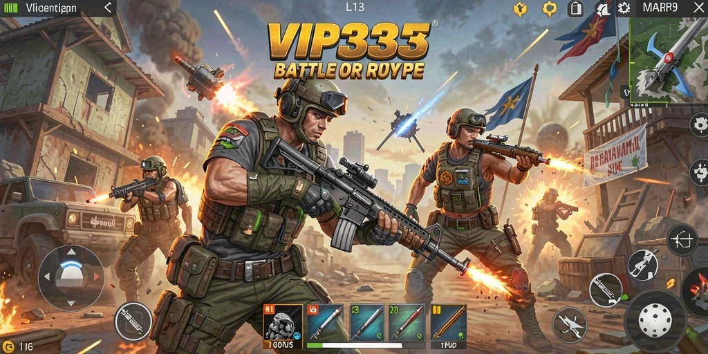 Gameplay mendebarkan di medan perang VIP333 Battle Royale.